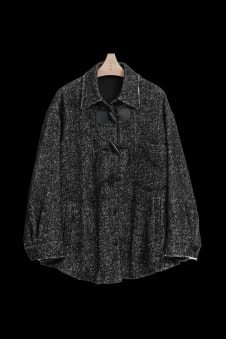 花扣毛呢衬衫外套