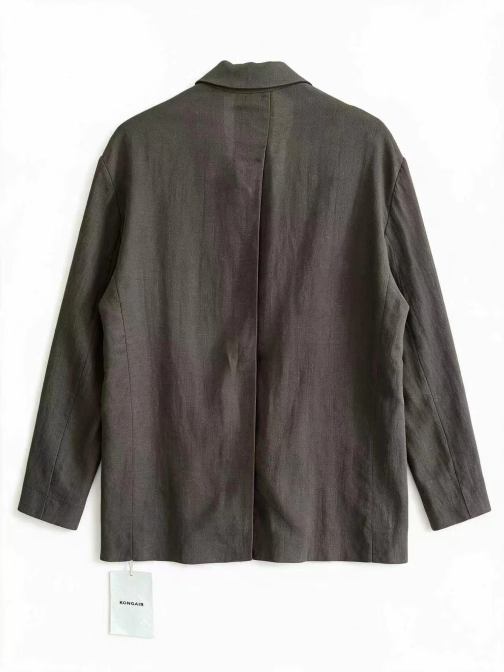 后开衩亚麻棉西服 花棕 背面