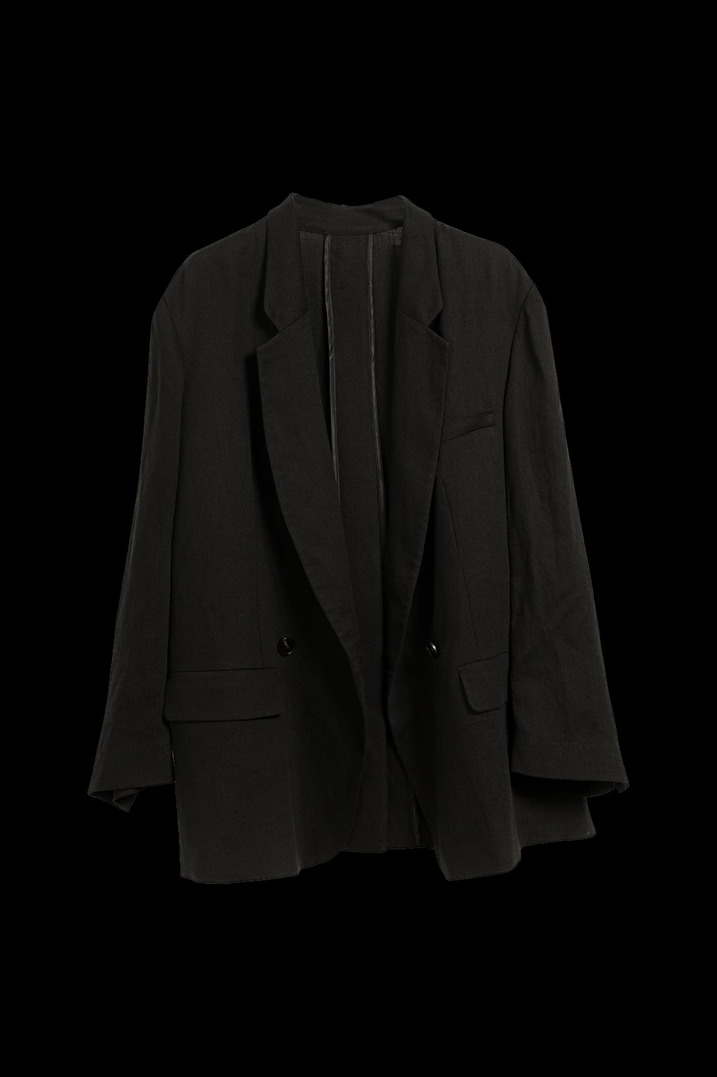 后开衩亚麻棉西服 玄黑